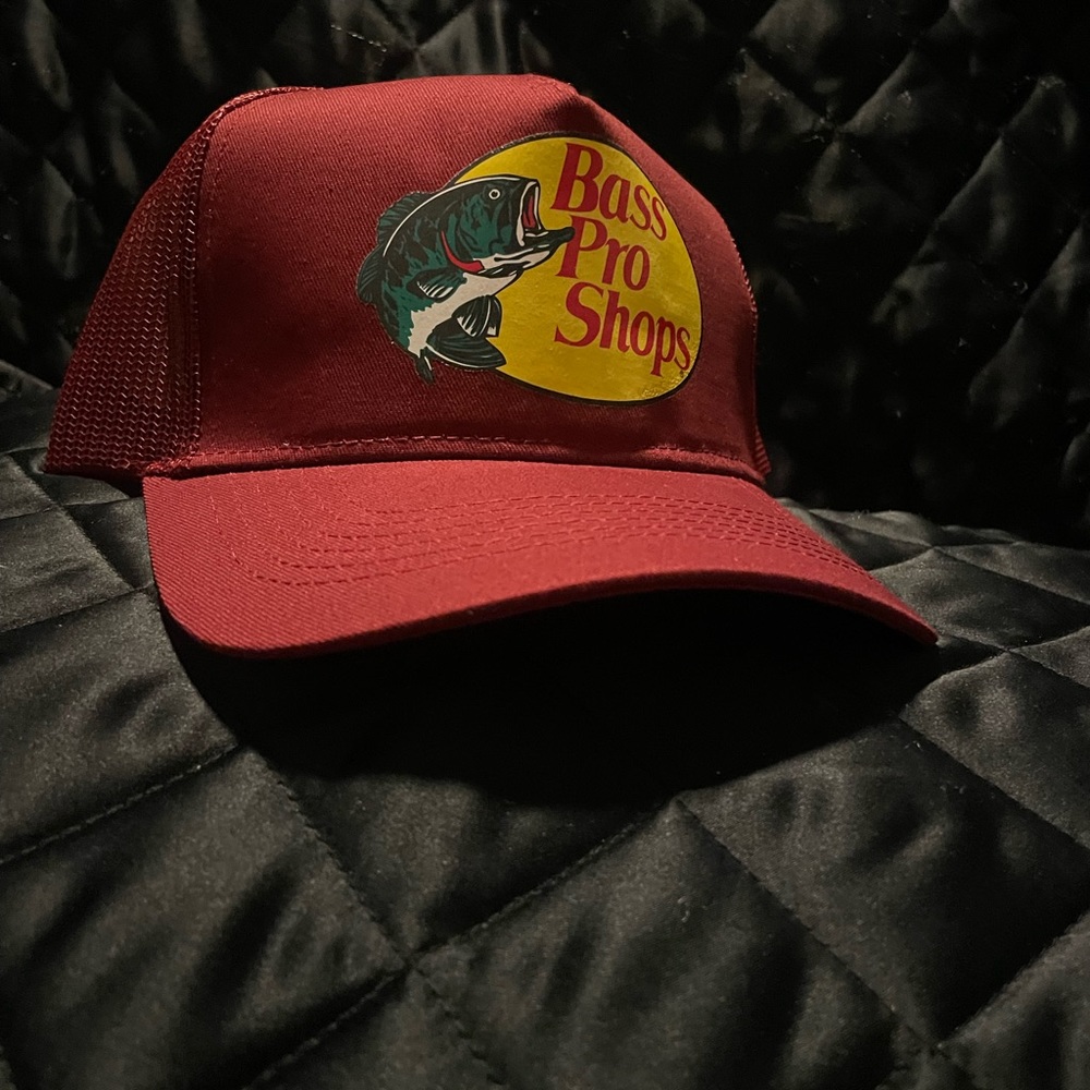 Burgundy bass proshops trucker hat